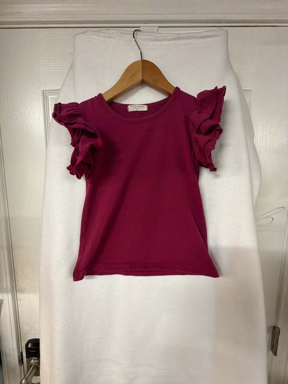 Adorable Essentials Girls Berry Red Flutter Ruffle Sleeve Knit Top